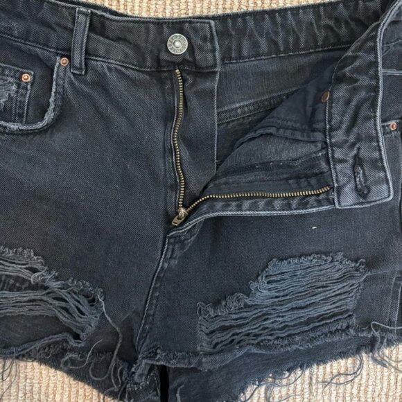 Black Denim Short Shorts - Picture 3 of 3